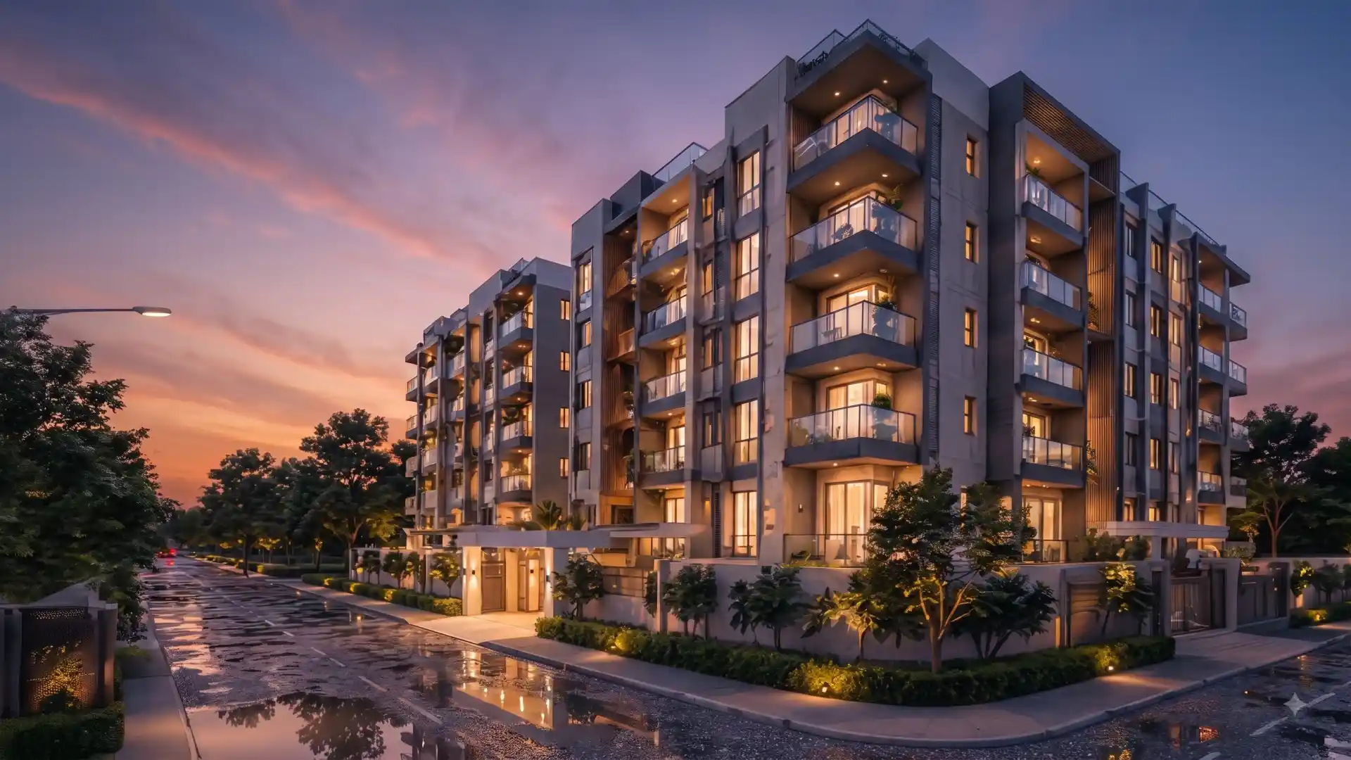 Avatar Emerald apartment building at dusk